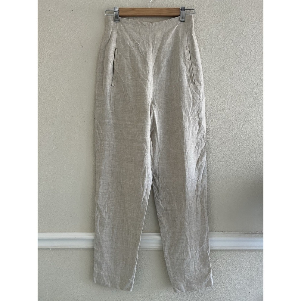Randolph Duke Linen Pants Womens 6 High Waist Beige Straight Leg Minimalist Boho